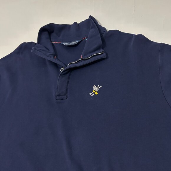 Polo Golf Ralph Lauren Sweatshirt Mens sz XXL Winged Foot logo 1/4 zip navy blue - Picture 3 of 12